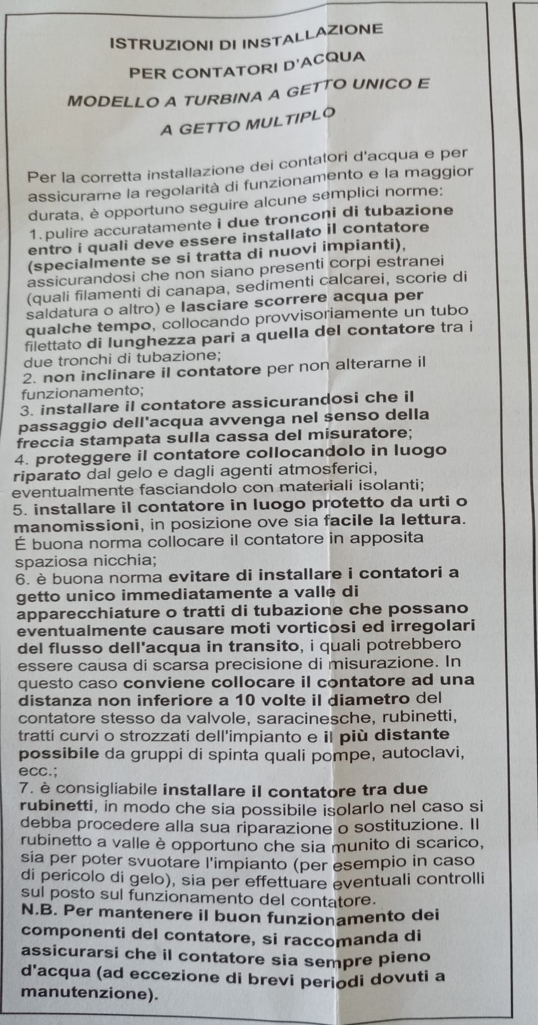 Contatore d'acqua da 1/2" con raccordi - omologato - 8