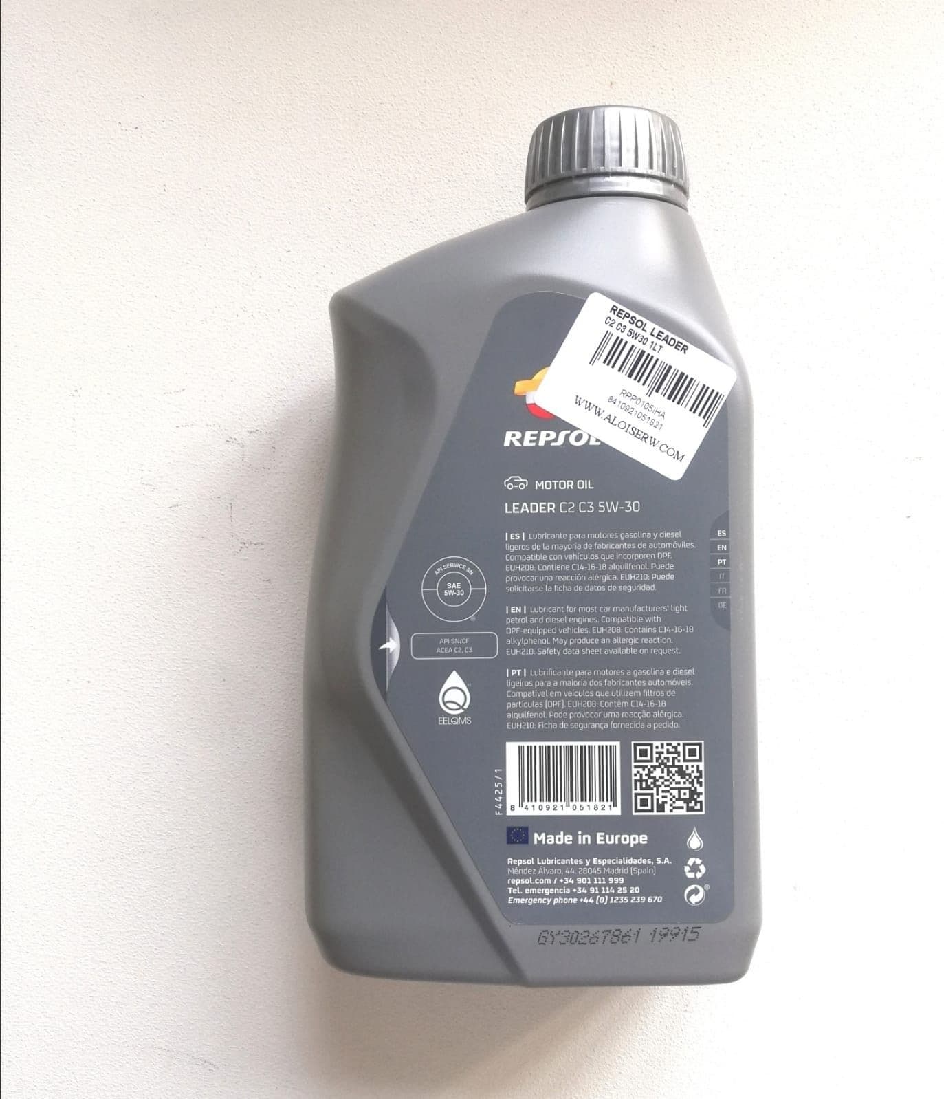 Repsol Leader 5W30 1lt olio lubrificante sintetico C2 C3 per motori diesel e benzina - 2