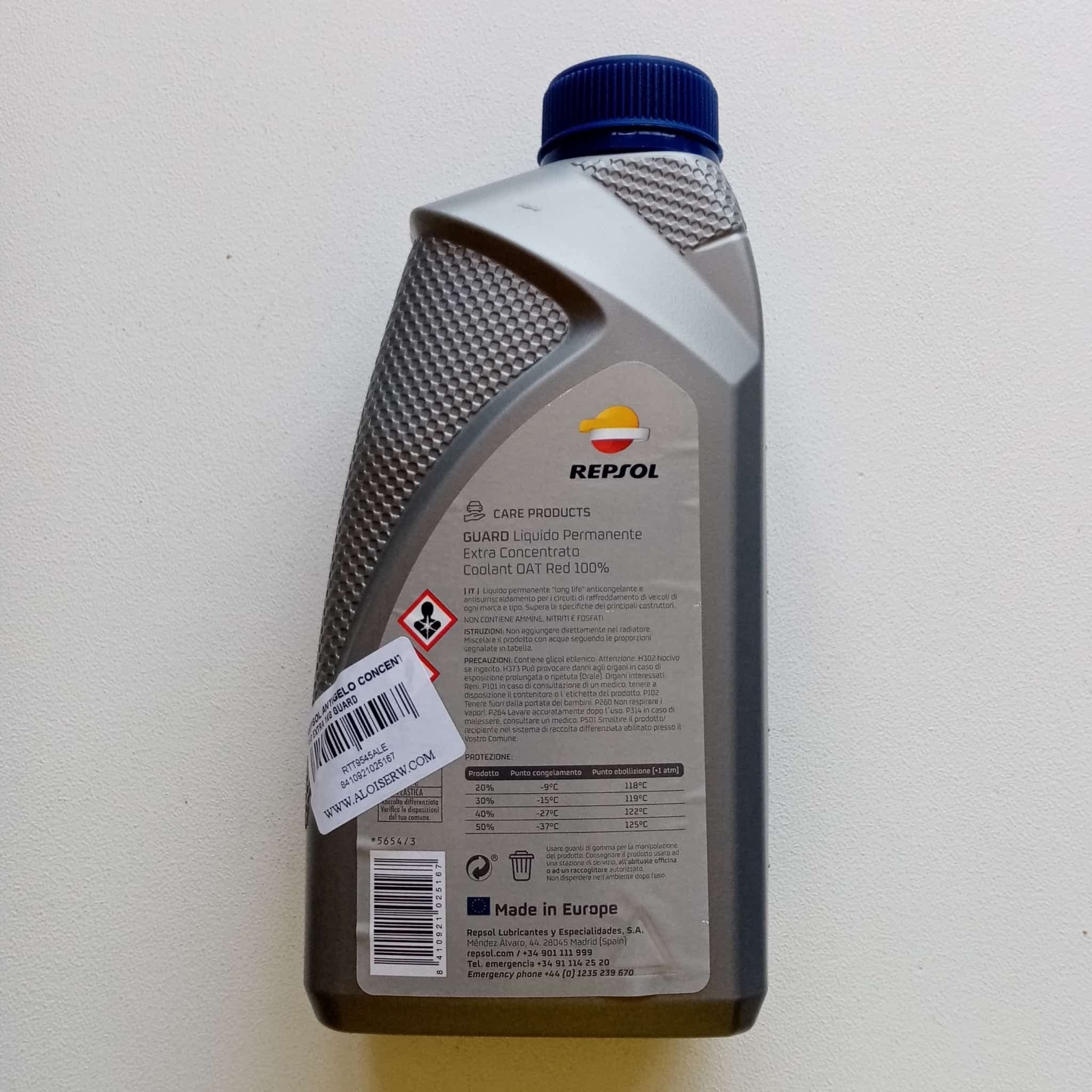Repsol 1kg liquido antigelo rosso extra refrigerante permanente concentrato - 2