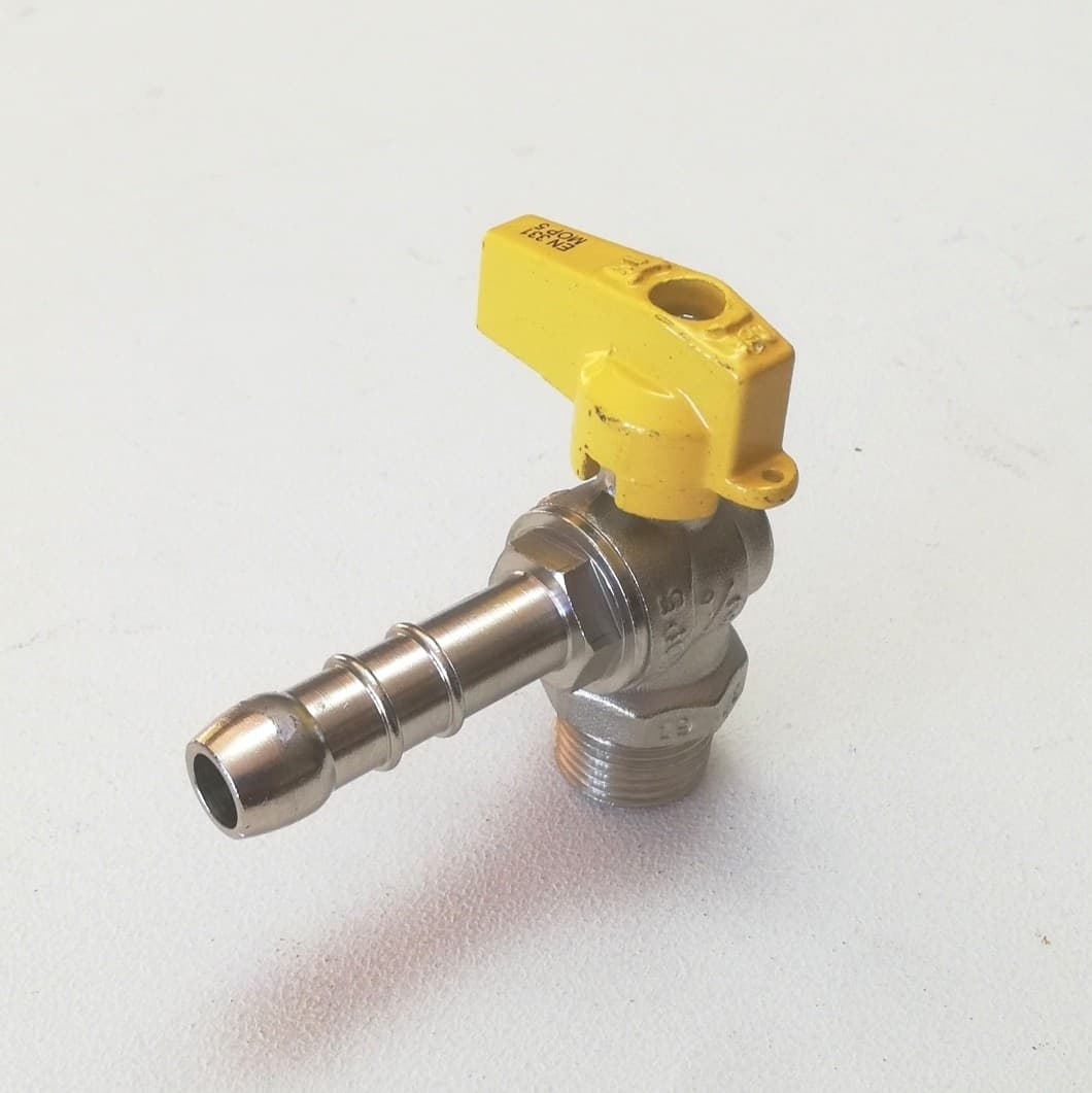 Valvola sfera rubinetto gas portagomma metano ad angolo da 1/2" - 2
