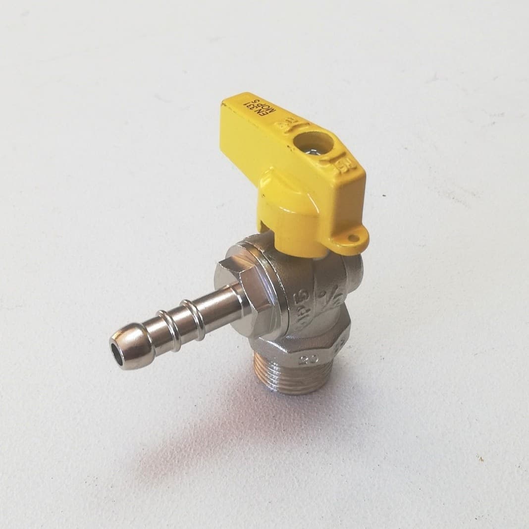 Valvola sfera rubinetto gas portagomma gpl ad angolo da 1/2" - 2