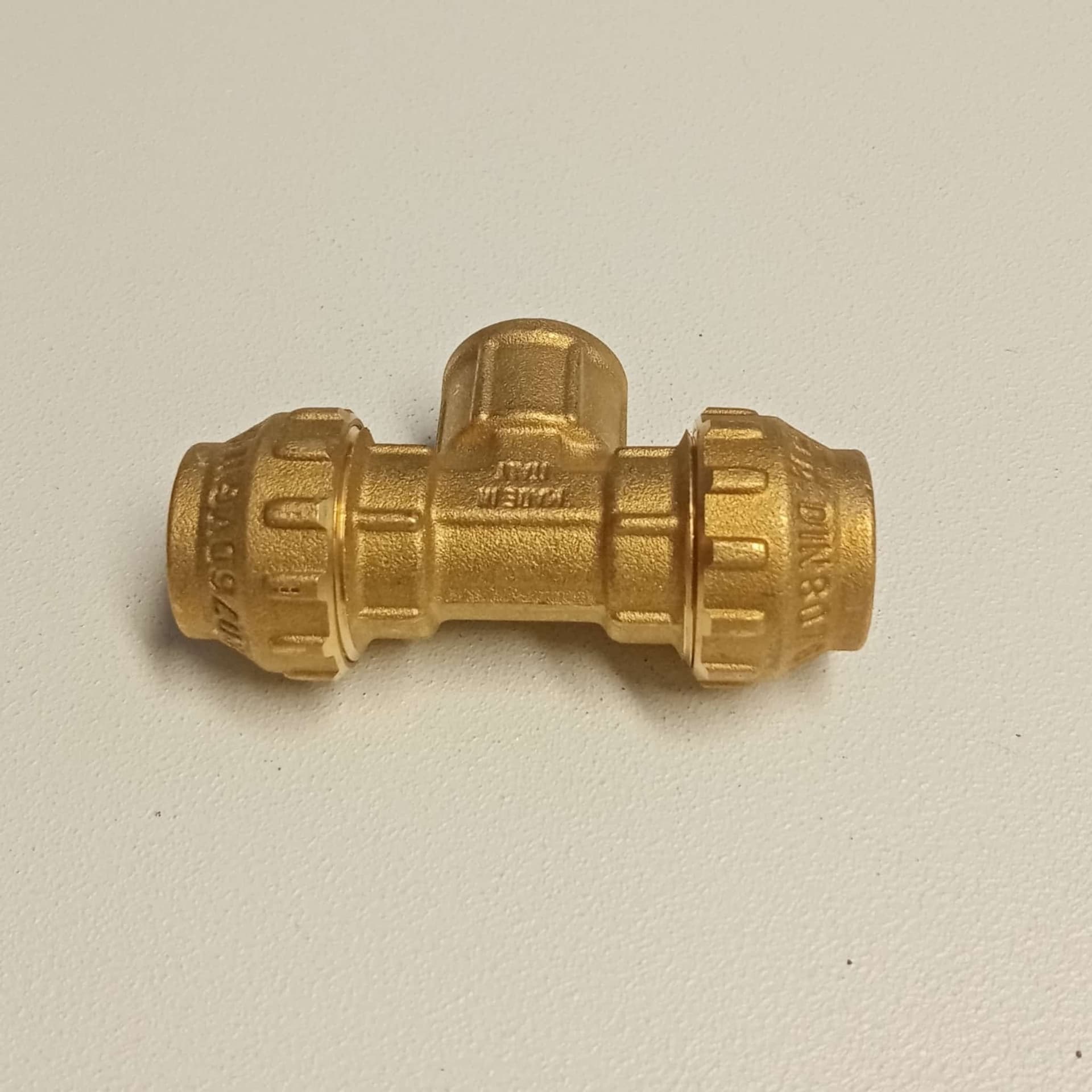 Raccordo F 40x1"+1/4x40 Tee T di giunzione in ottone con tenuta O-ring ed ogiva in ottone - 3