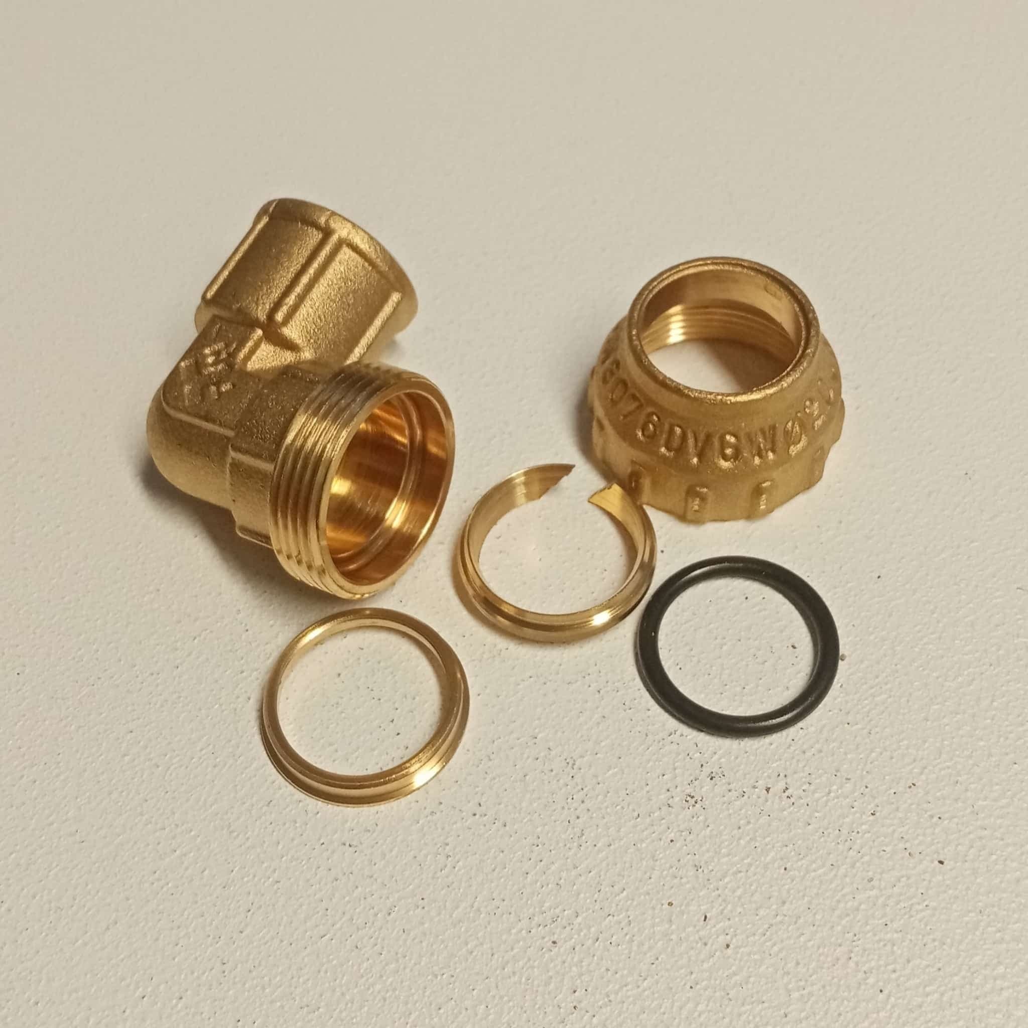 Raccordo F 20x1/2  gomito di giunzione in ottone con tenuta O-ring ed ogiva in ottone - 4