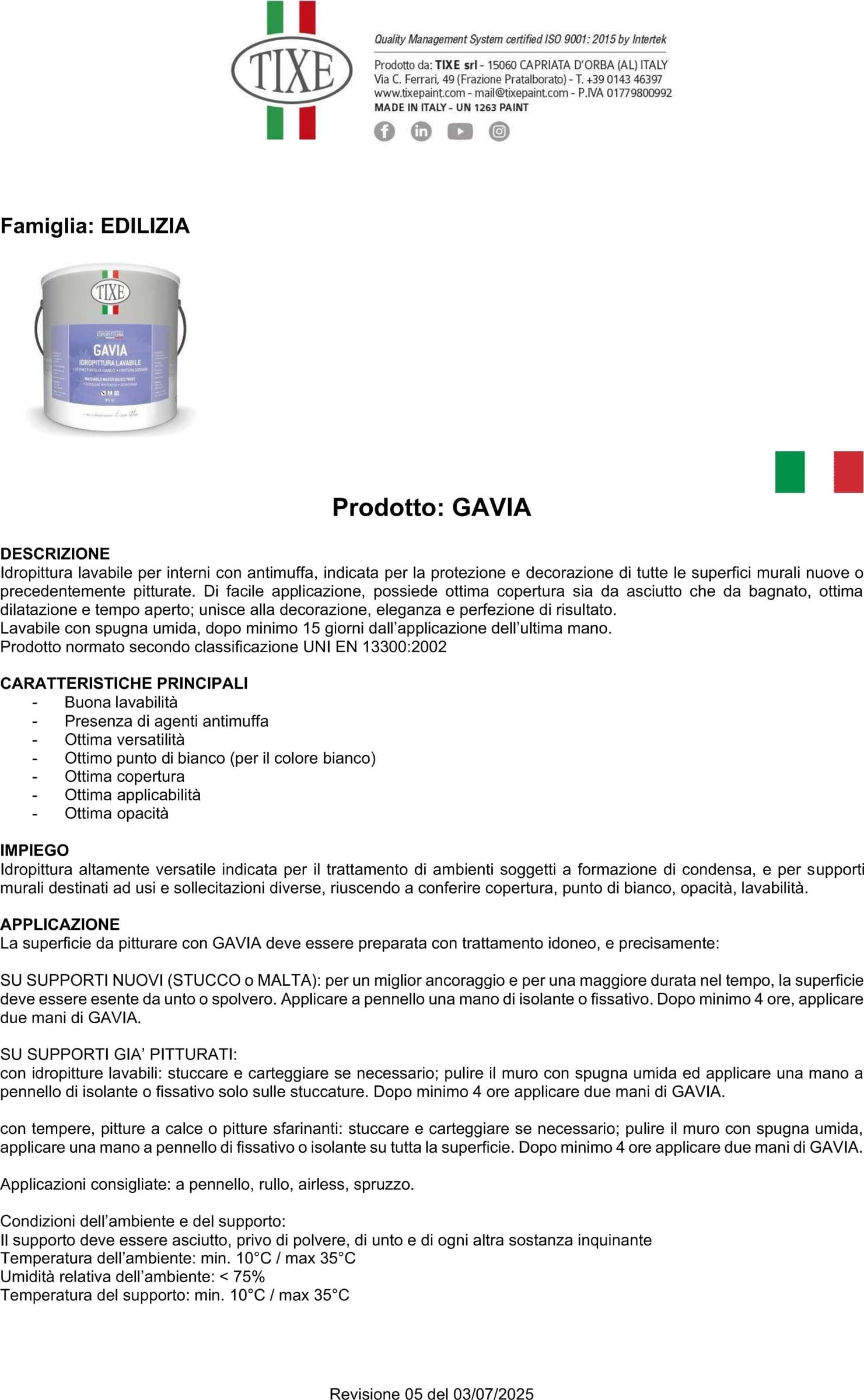 Tixe Gavia 4lt idro pittura acrilica bianca opaca lavabile per interni - 5