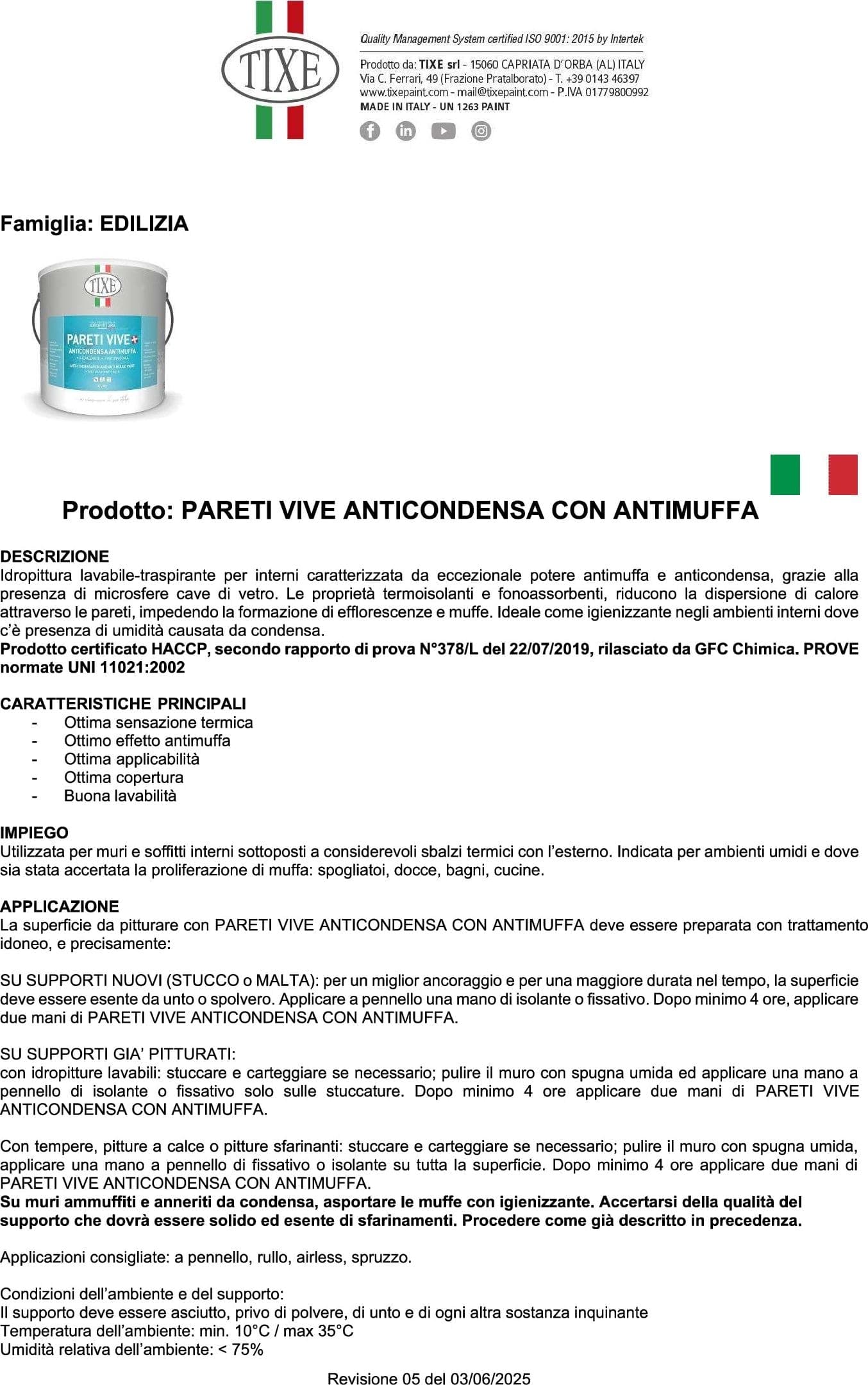Tixe Pareti Vive 14lt pittura bianca opaca anticondensa alto spessore con antimuffa lavabile per interni - 5