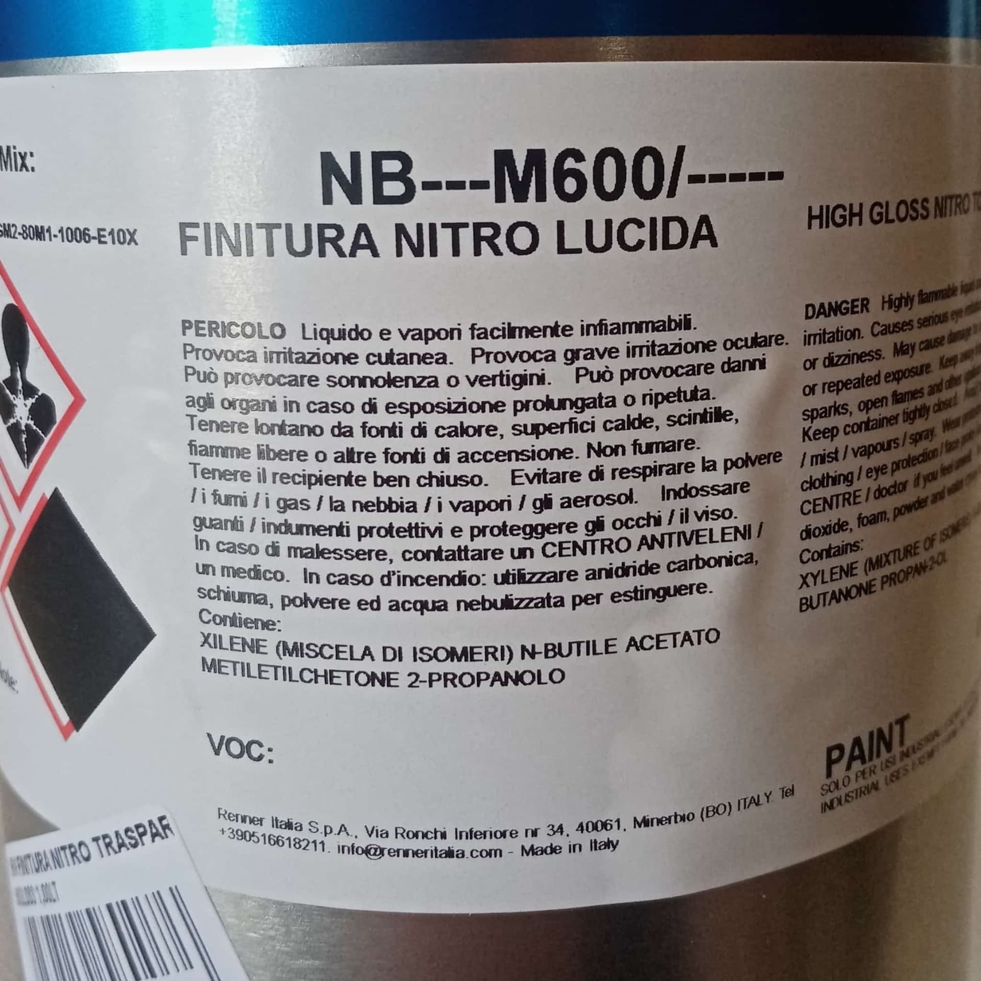 Renner NB-M600 1lt finitura nitro trasparente lucida 60 gloss - 3