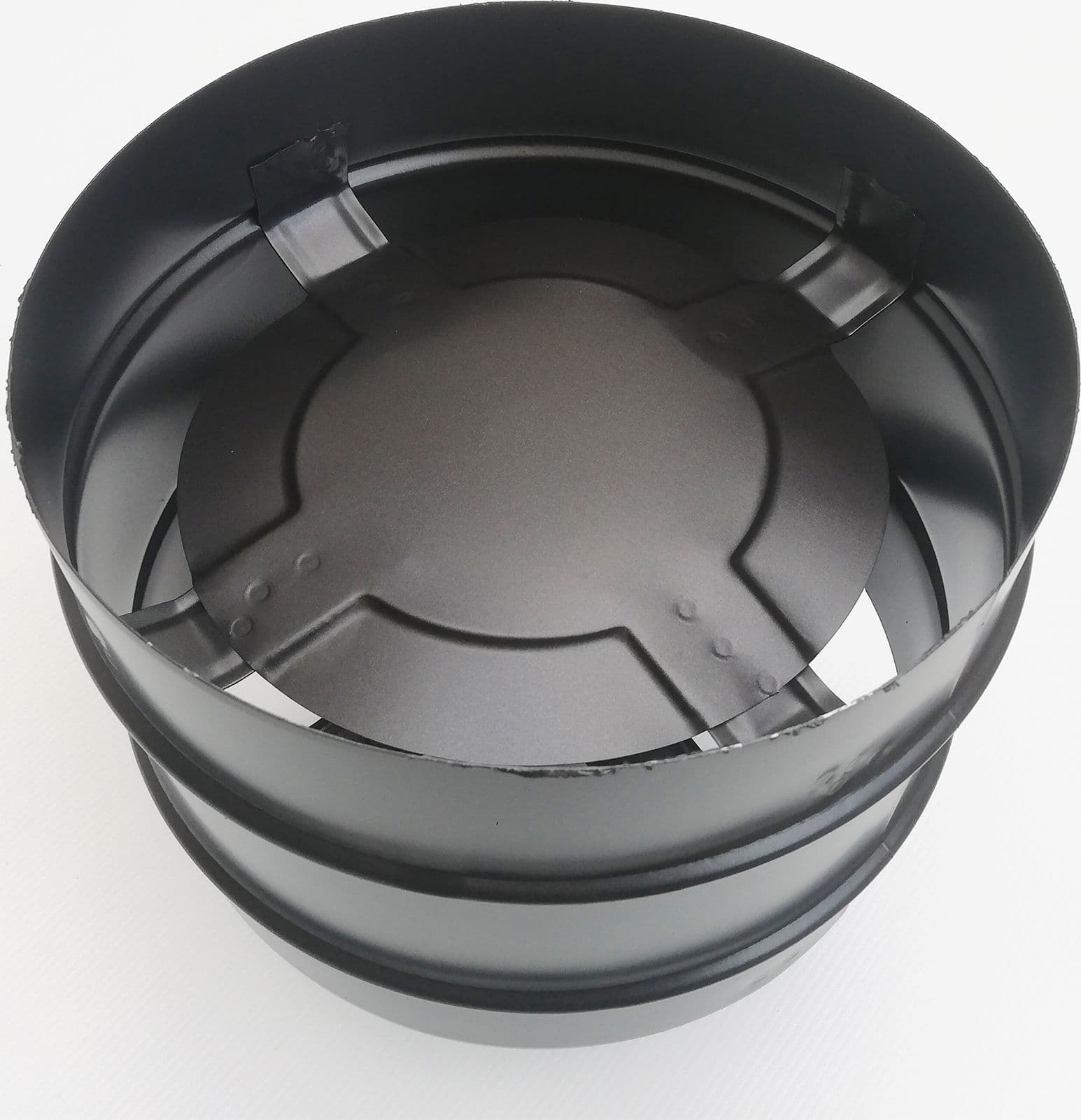 Terminale a botte anti vento nero pellet da 80mm attacco Maschio - 2