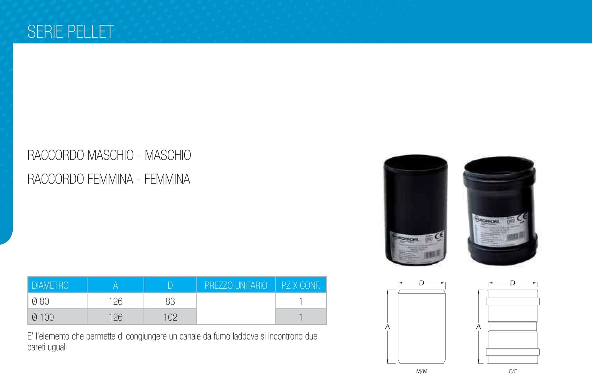 Tubo nero pellet giunzione manicotto FF da 80mm - 4