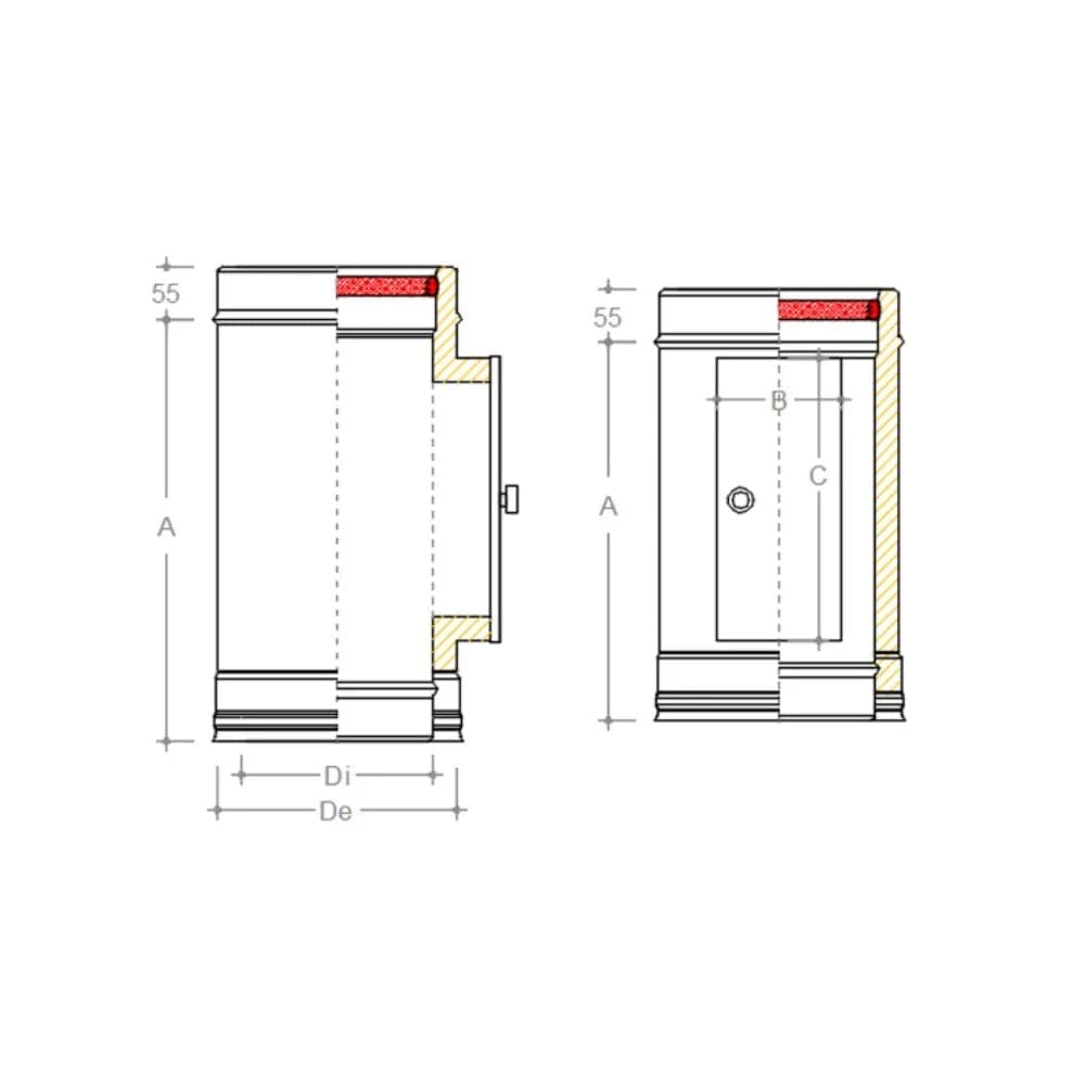 Modulo raccolta incombusti inox doppia parete Di 100 - De 150 mm - 3