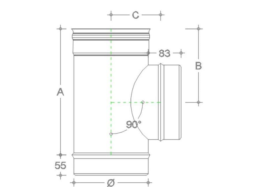 Raccordo inox a T braga MF da 300mm codino M AISI 304 - 3