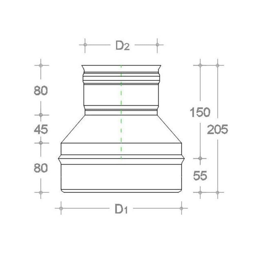 Riduzione inox da M 250 a F variabile spessore 6 decimi AISI 304 - 3