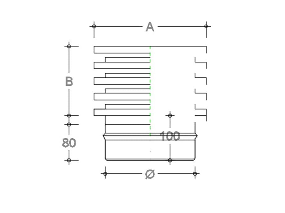 Fumaiolo da 140mm tipo Zara di acciaio inox AISI 304 base tonda innesto M maschio monoparete - 3