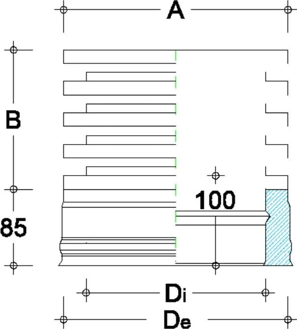 Fumaiolo da 200-250mm tipo Zara di acciaio inox AISI 304 base tonda doppia parete - 4