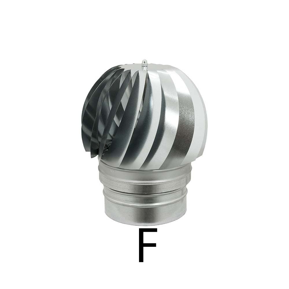 Fumaiolo radiante eolico zincato base tonda F femmina da 300mm - 2