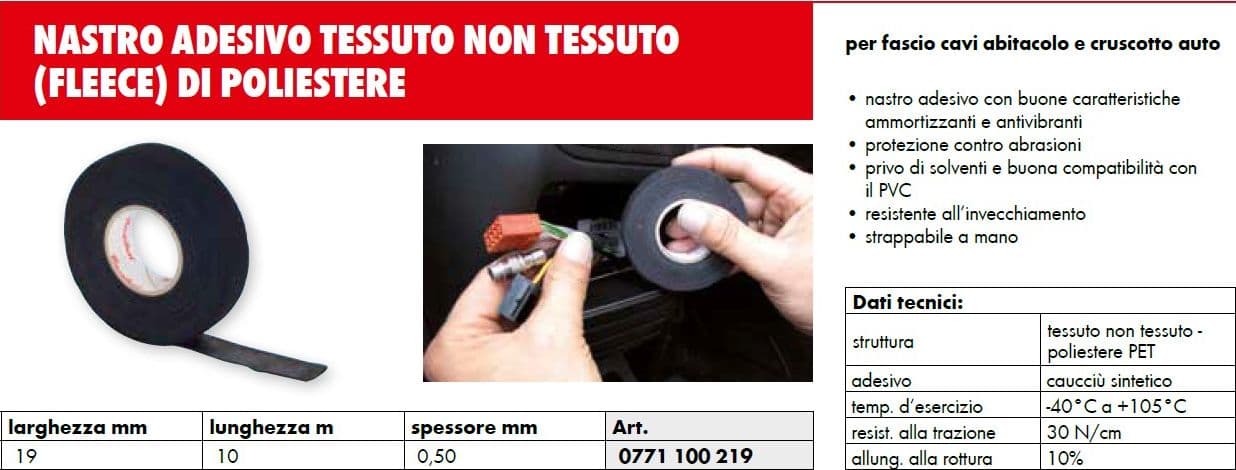 Nastro adesivo 19mm x 10 mt vellutato in tessuto di poliestere per raggruppare e fissare fasci di cavi - 5