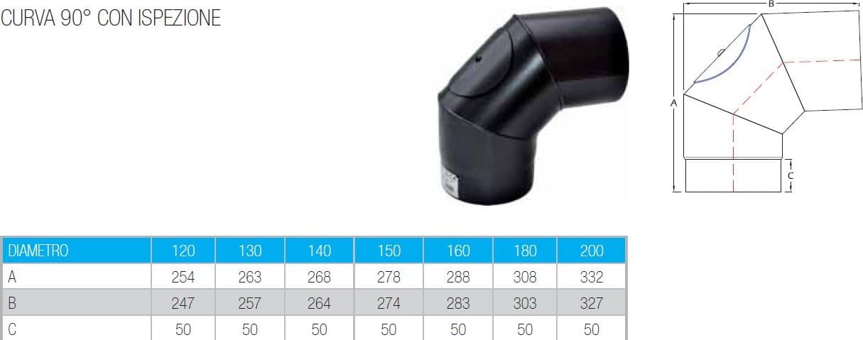 Curva a 90 gradi con ispezione da 120mm per stufa a legna - 5