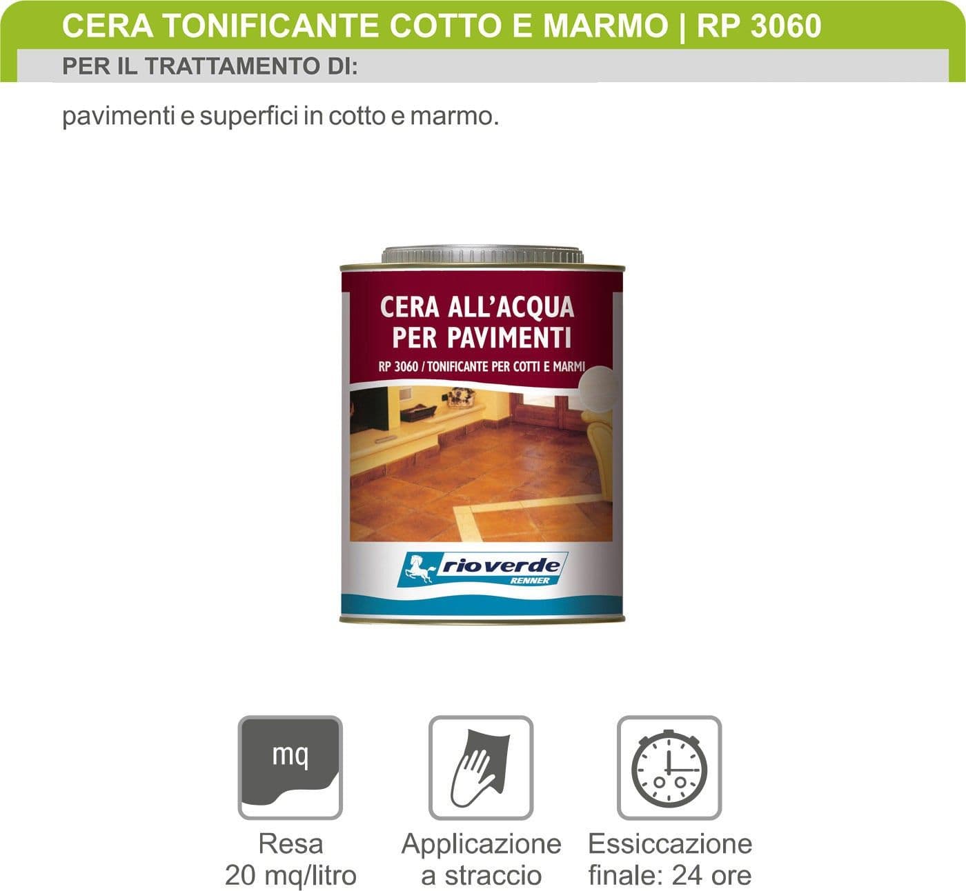 Renner RP 3060 750ml cera tonificante all'acqua per pavimenti in cotto e marmo - 2