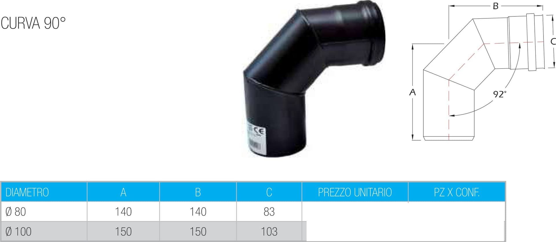 Curva gomito nero pellet a 90° da 100mm - 4