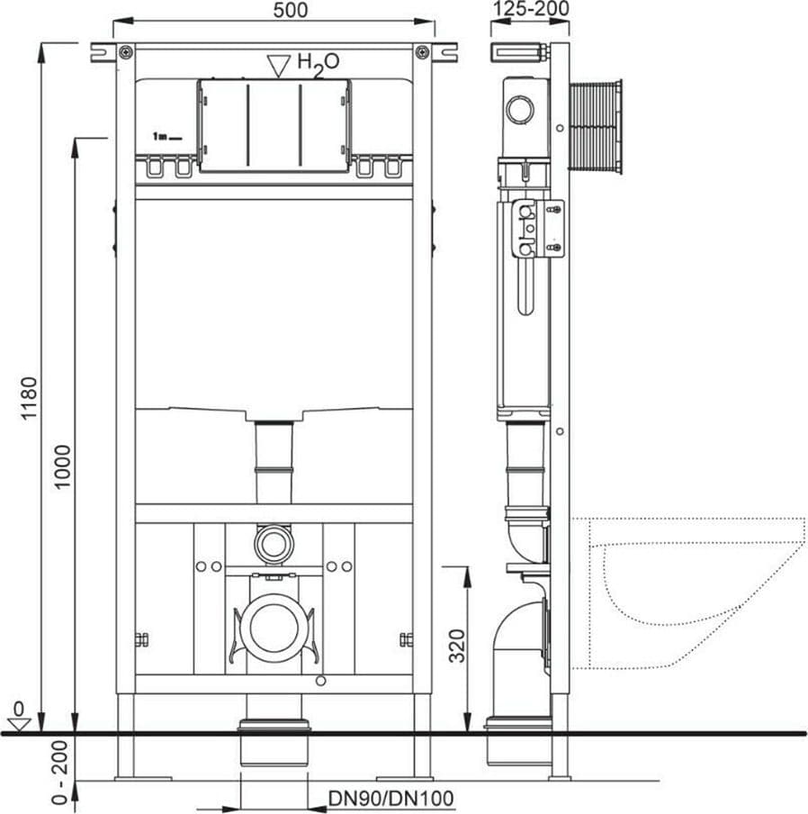 Schwab set Wc 199 modulo con cassetta da incasso per wc sospeso con sostegno per pareti in muratura e cartongesso - 2