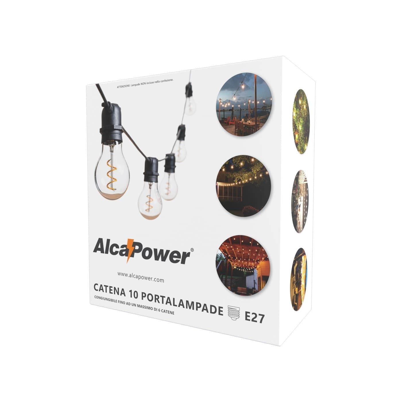 Alca Power catena di 10 portalampade per E27 - lampadine non incluse - 4