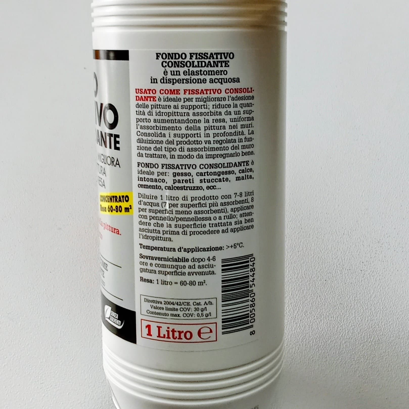 Saratoga fondo fissativo consolidante 1lt per pittura interna ed esterna su intonaco muri e cartongesso - 4