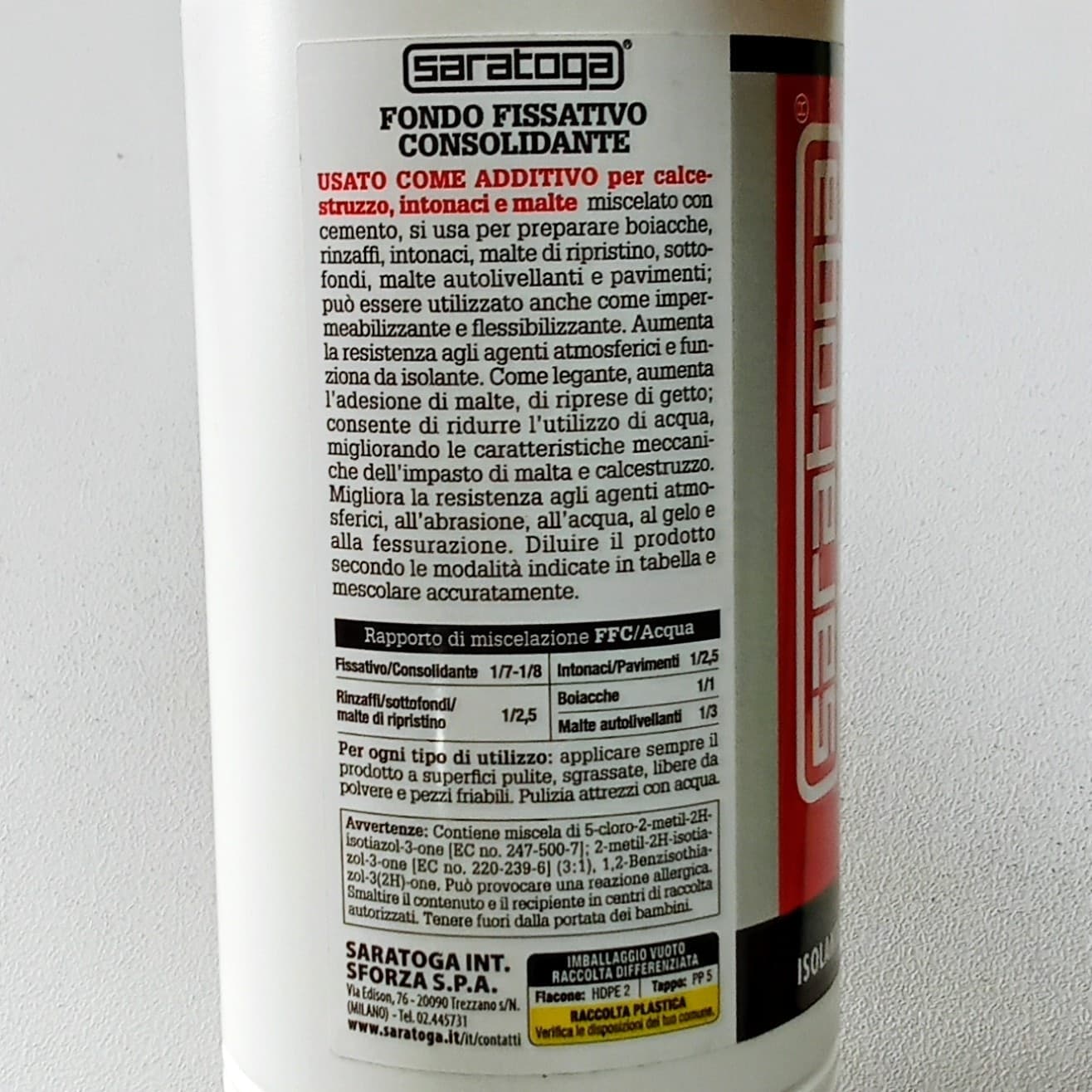 Saratoga fondo fissativo consolidante 1lt per pittura interna ed esterna su intonaco muri e cartongesso - 5