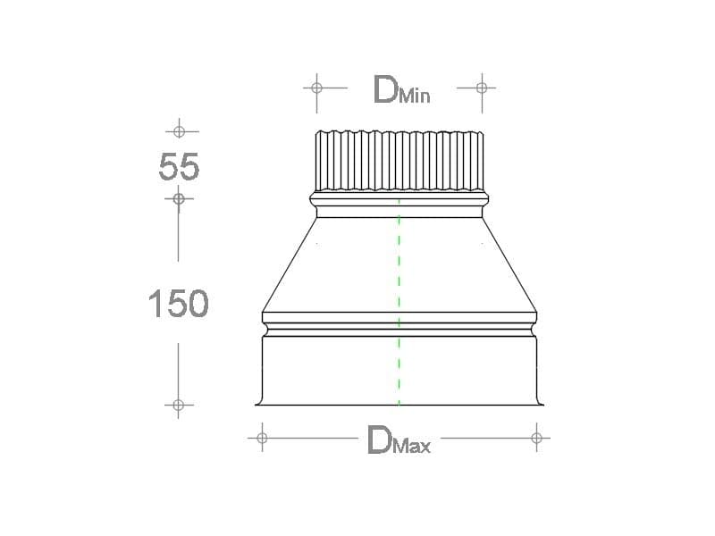 Riduzione zincata spessore 6 decimi da F 230mm a M variabile - 2