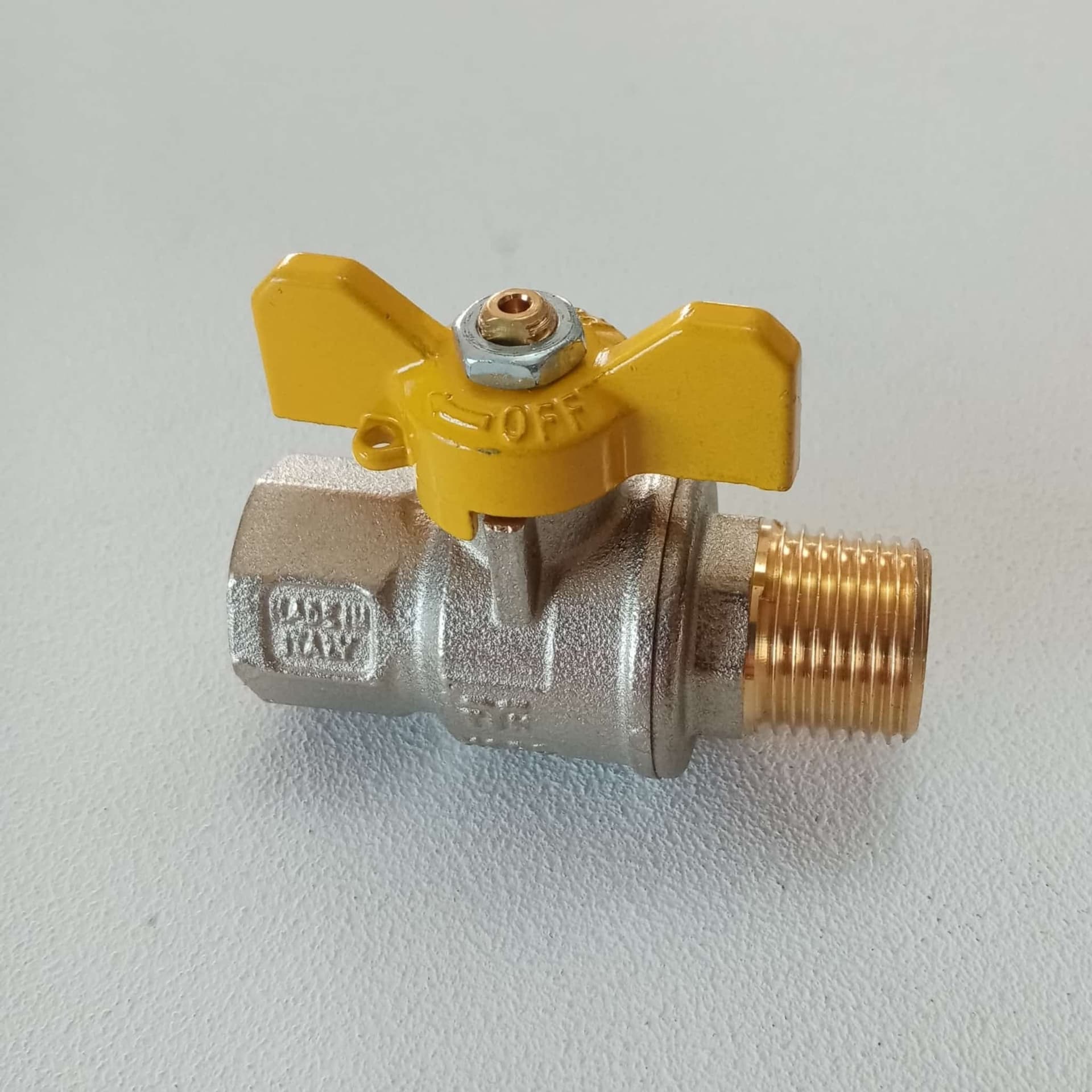 Tiemme 1" valvola a sfera saracinesca gas MF leva corta farfalla gialla - 2