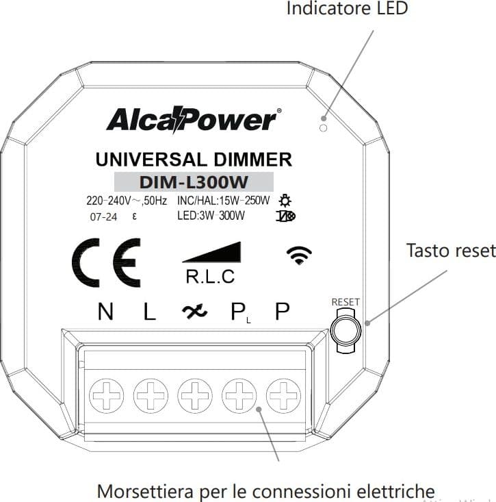 Alca Power smart led dimmer 220-240V potenza nominale 300W per lampade LED, CFL, ad incandescenza e alogene - 2