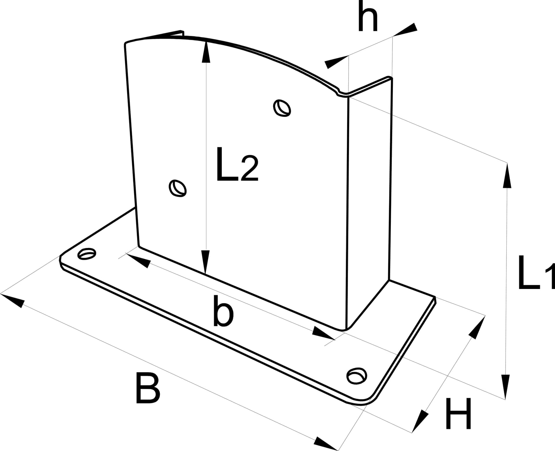 Portapilastro pesante 57x161x174x200mm - 2pz - 3