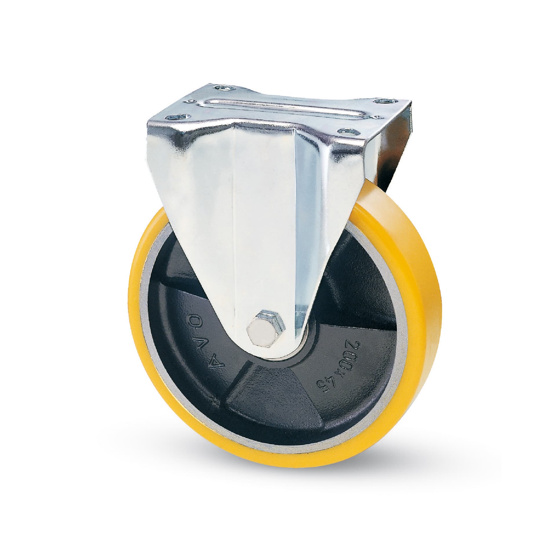 Ruota Fissa per Carrelli Poliuretano ART.22A Mm 125 Piastra Mm 100 x 85 Avo - 2