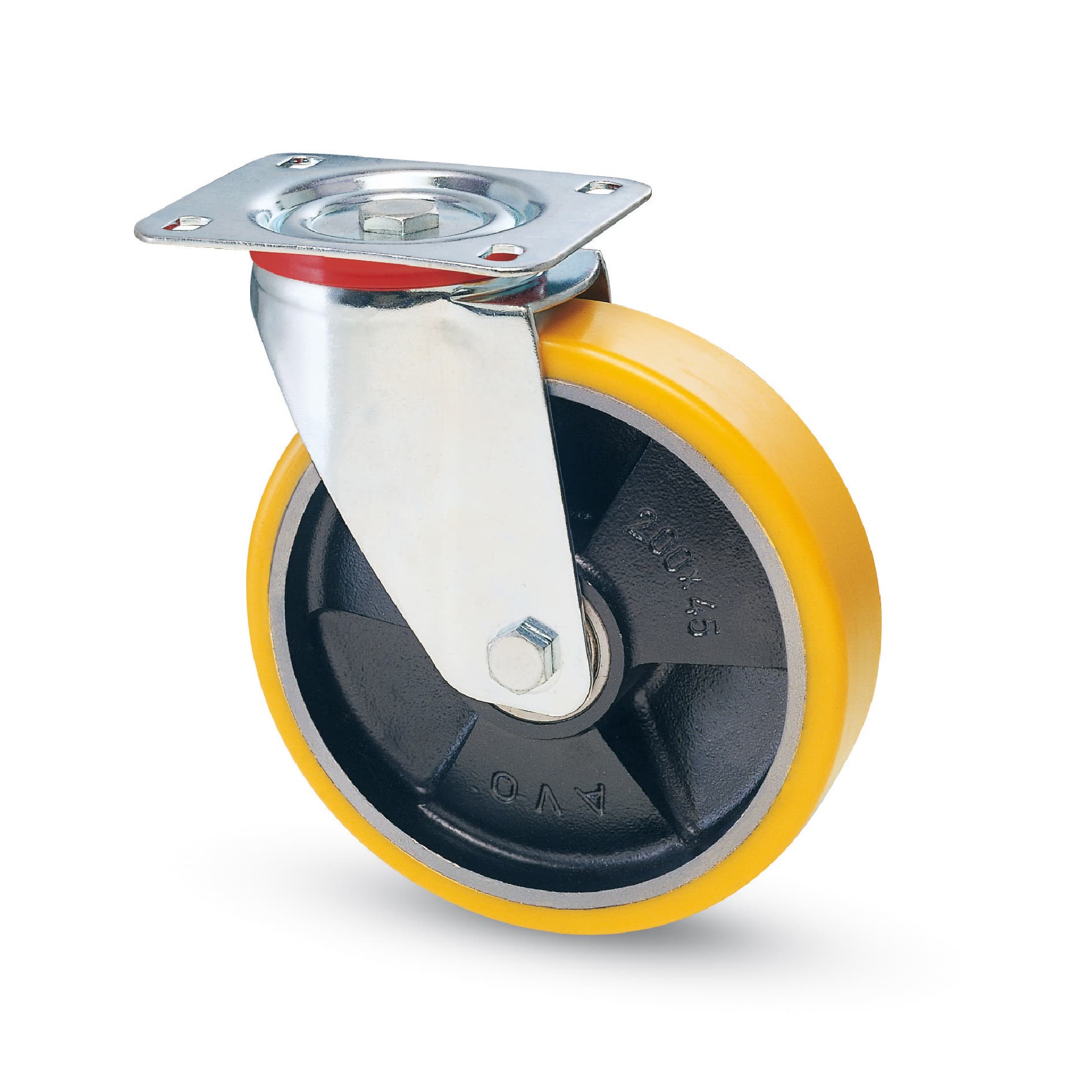 Ruota Girevole per Carrelli Poliuretano ART.22 mm 125 Piastra Mm 100 x 85 - 2