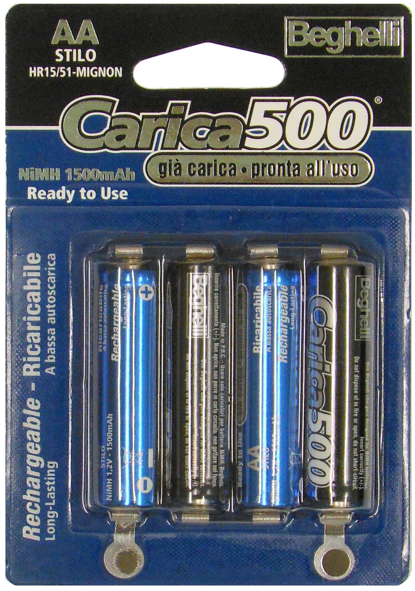 Pila Ricaricabile Carica 500 4 Pezzi. Stilo 1 2 V 1400 Mah 10.00 Confezioni - 2