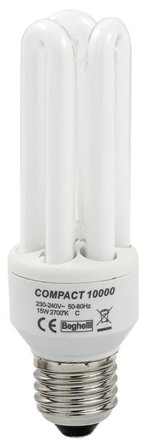 Lampada Risparmio Ener. 3 Tubi E14 Luce Calda 11 W 10 Pezzi Beghelli - 2