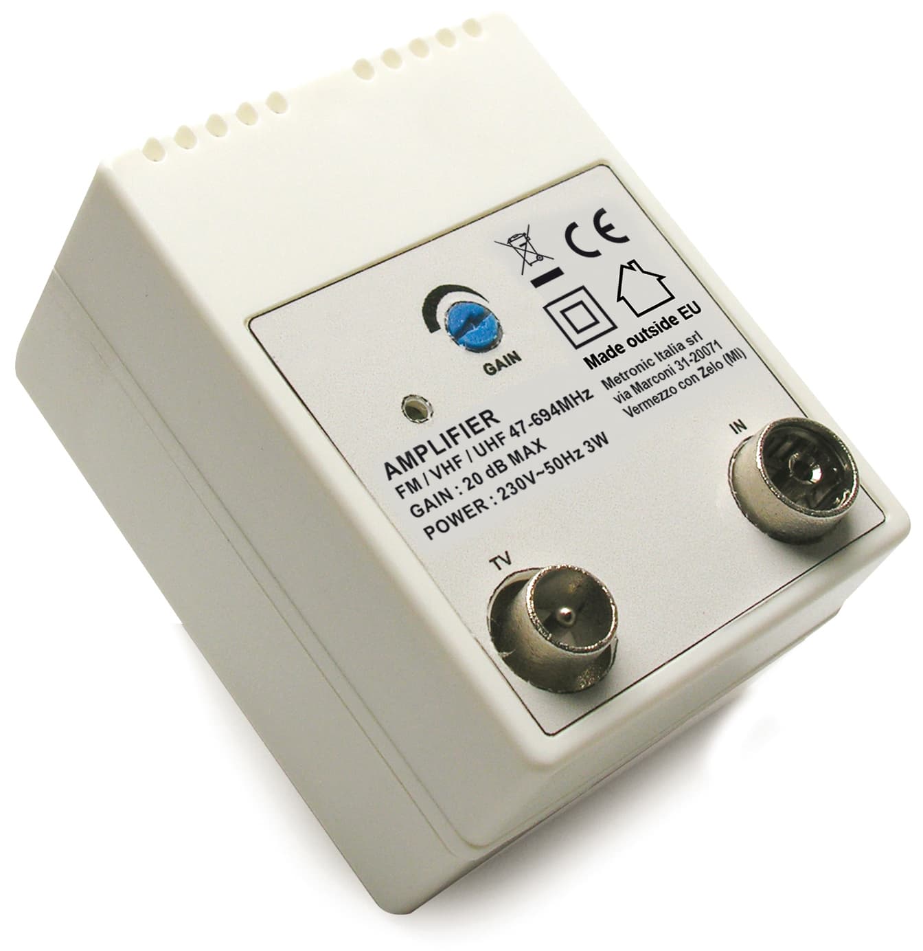 Amplificatore per Antenne Tv da Interno 1 in 1 Out - 2