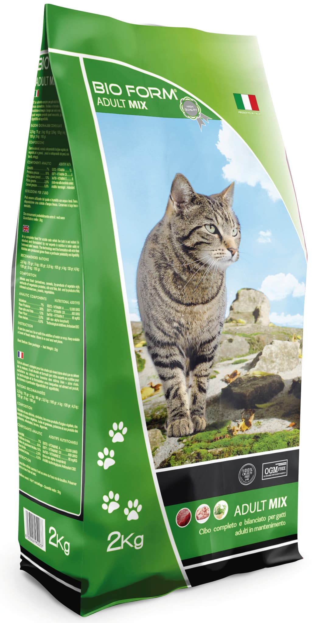 Crocchette per Gatti Cat Adult Mix Proteine Grassi 30 12% Sacco Kg 2 Bio - 2