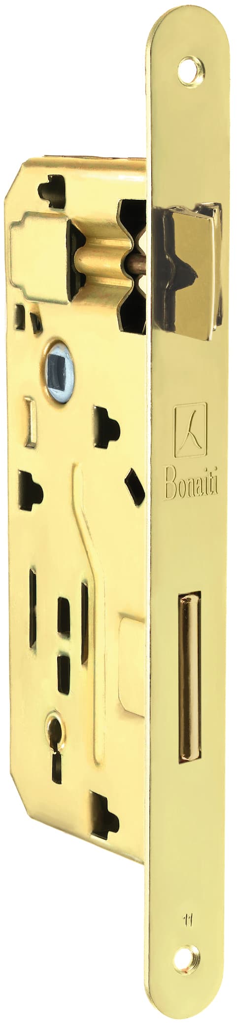 Serratura Legno Patent Inf. B Tondo Art. 040T Ottonato Lucido E.50 Bonaiti - 2