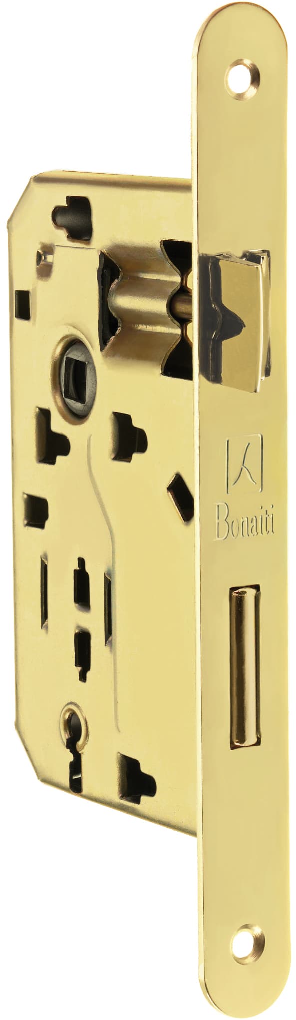 Serratura Legno Patent Inf. B Tondo Art. 042T Ottonato Lucido E.50 Bonaiti - 2