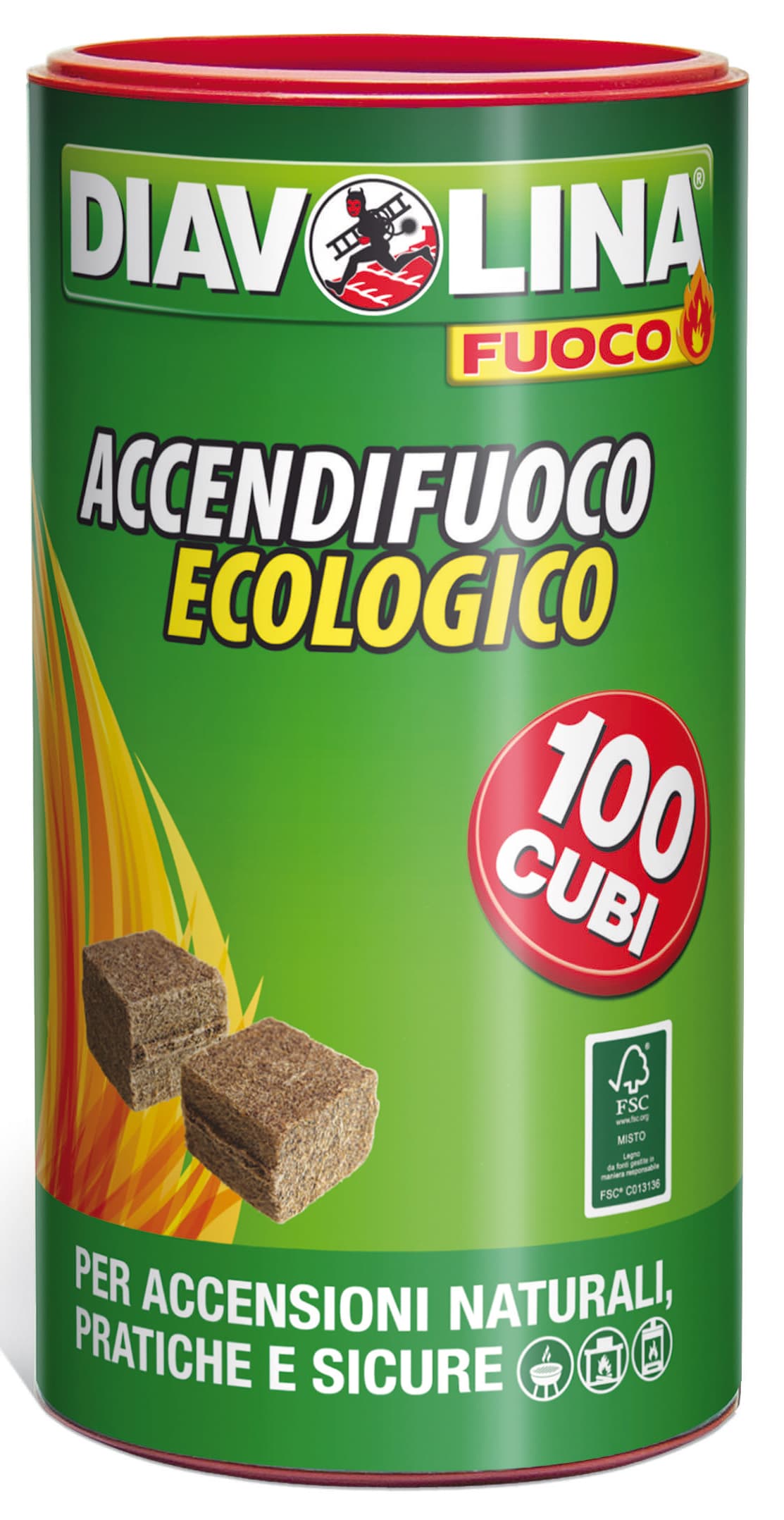 Accendifuoco Naturale Box 100 Cubetti 6 Pezzi Diavolina - 2