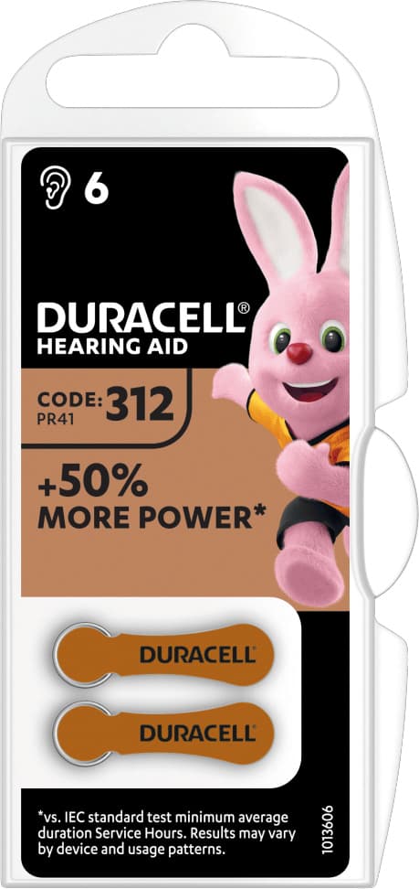 Pila per Apparecchi Acustici 312 6 Pezzi. 10.00 Confezioni Duracell - 2