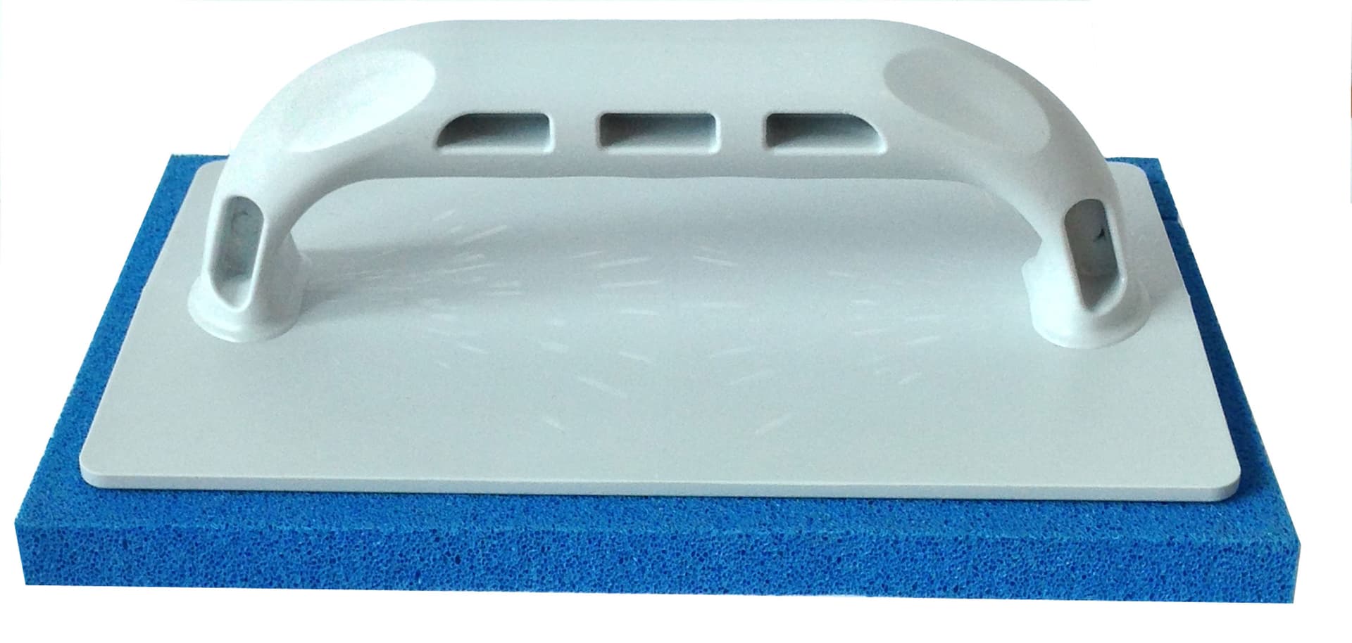 Frattazzo in Gomma Manico in Plastica Colore Blu (a Grana Fine) Cm 10 x 24 - 2