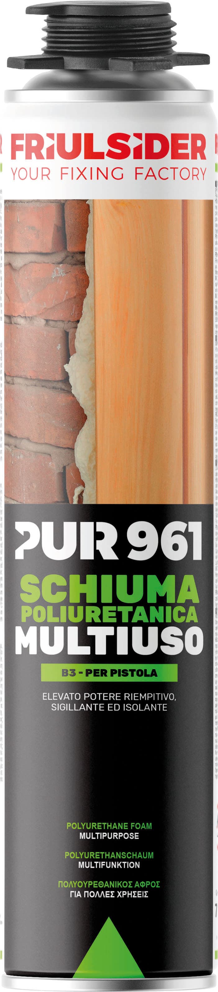 Schiuma Poliuretanica Pur 961 Multiuso Pistola Ml. 750 12 Pezzi Friulsider - 2