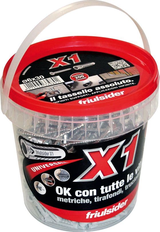 Tassello Universale X1 Evo con Vite in Box 200 Pezzi. Mm 6 x 30 Friulsider - 2