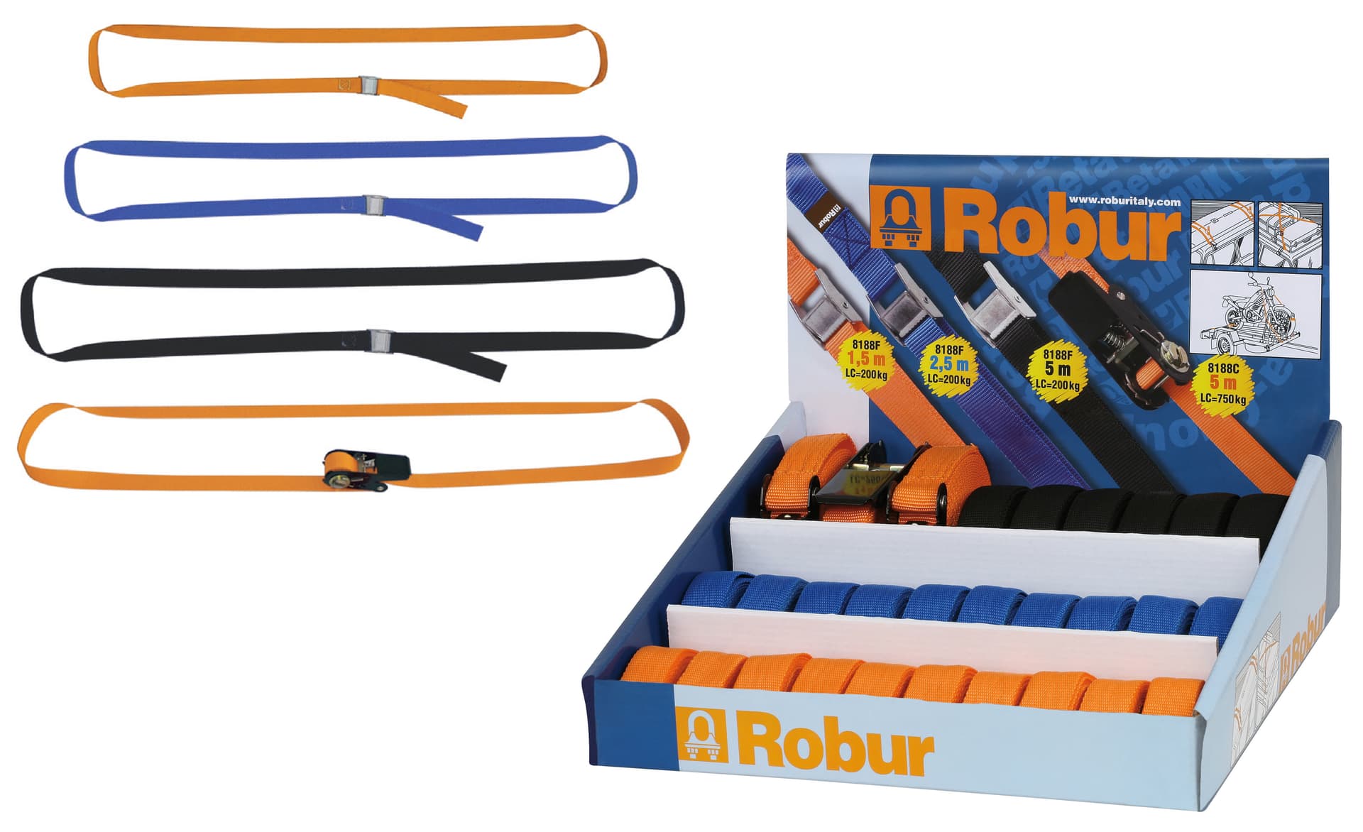 Espositore Cinghie Legabagagli Display 29 Pezzi Robur - 2