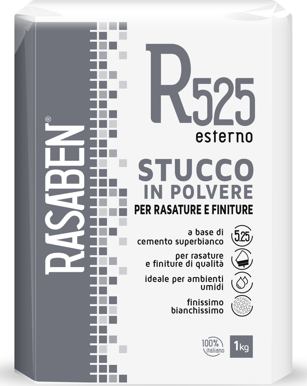 Stucco in Polvere per Esterni R525 Kg 1 24 Pezzi Rasaben - 2