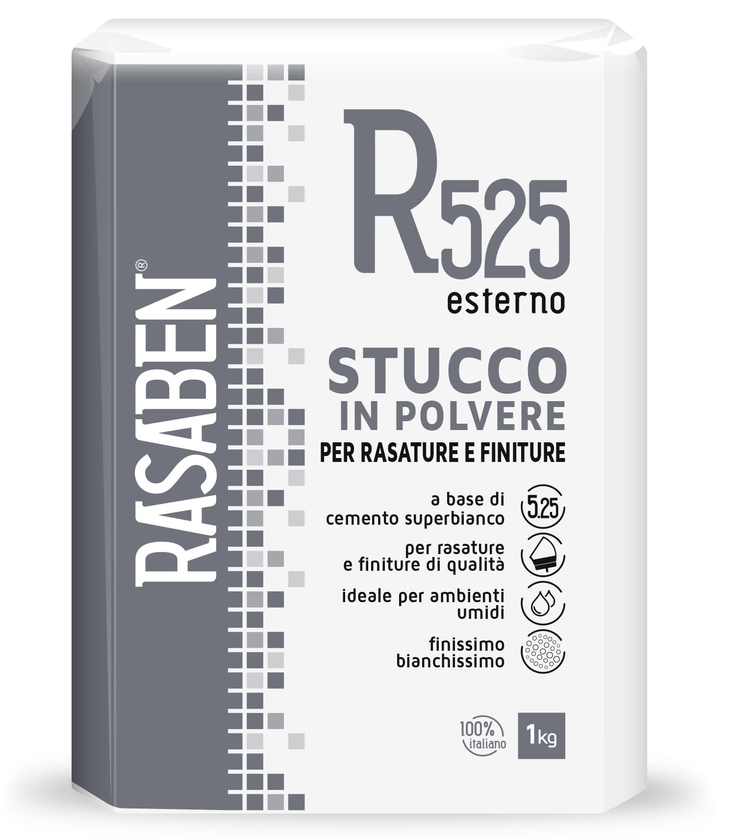 Stucco in Polvere per Esterni R525 Kg 1 24 Pezzi Rasaben - 2