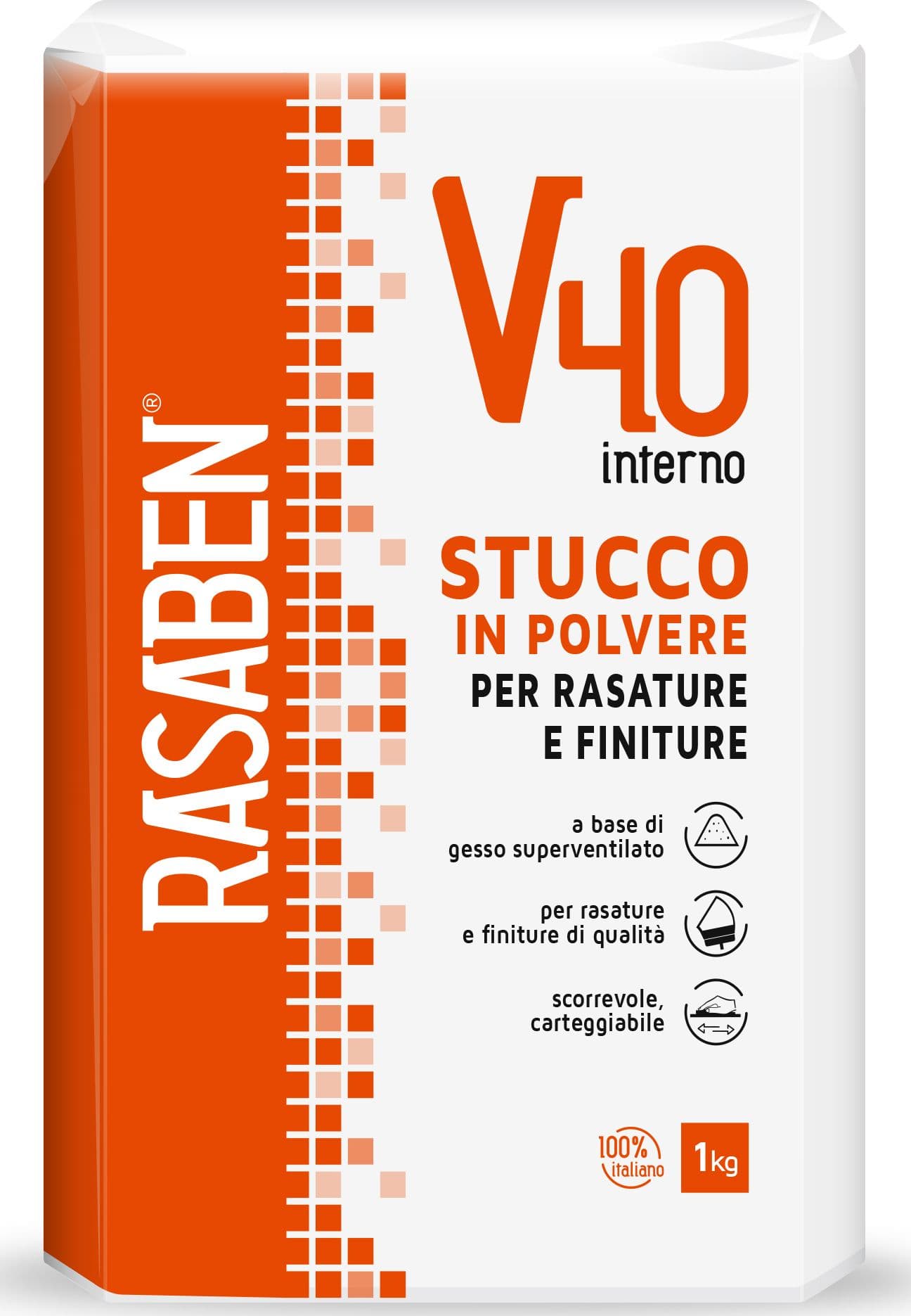 Stucco in Polvere per Interni V40 Kg 1 24 Pezzi Rasaben - 2