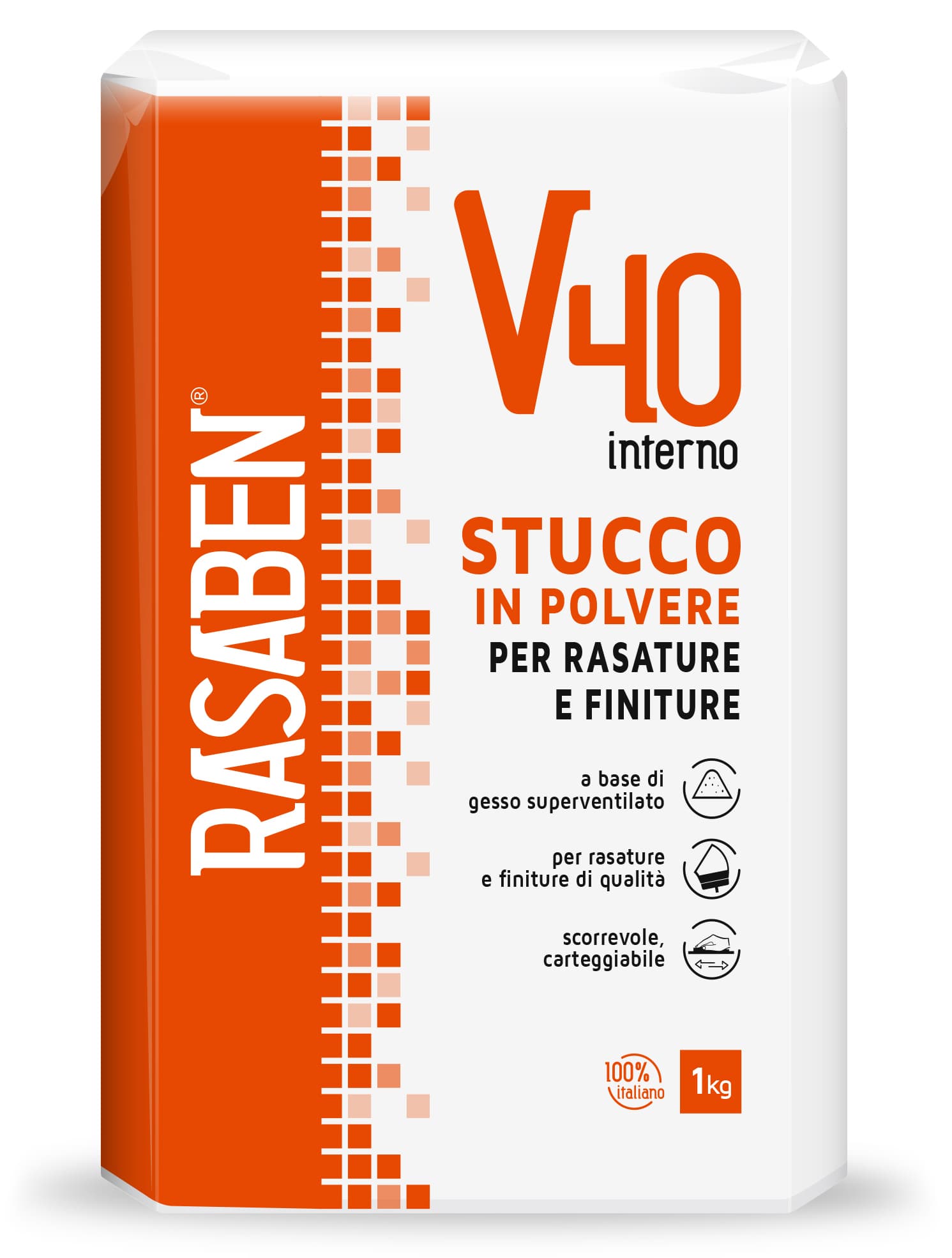 Stucco in Polvere per Interni V40 Kg 1 24 Pezzi Rasaben - 2