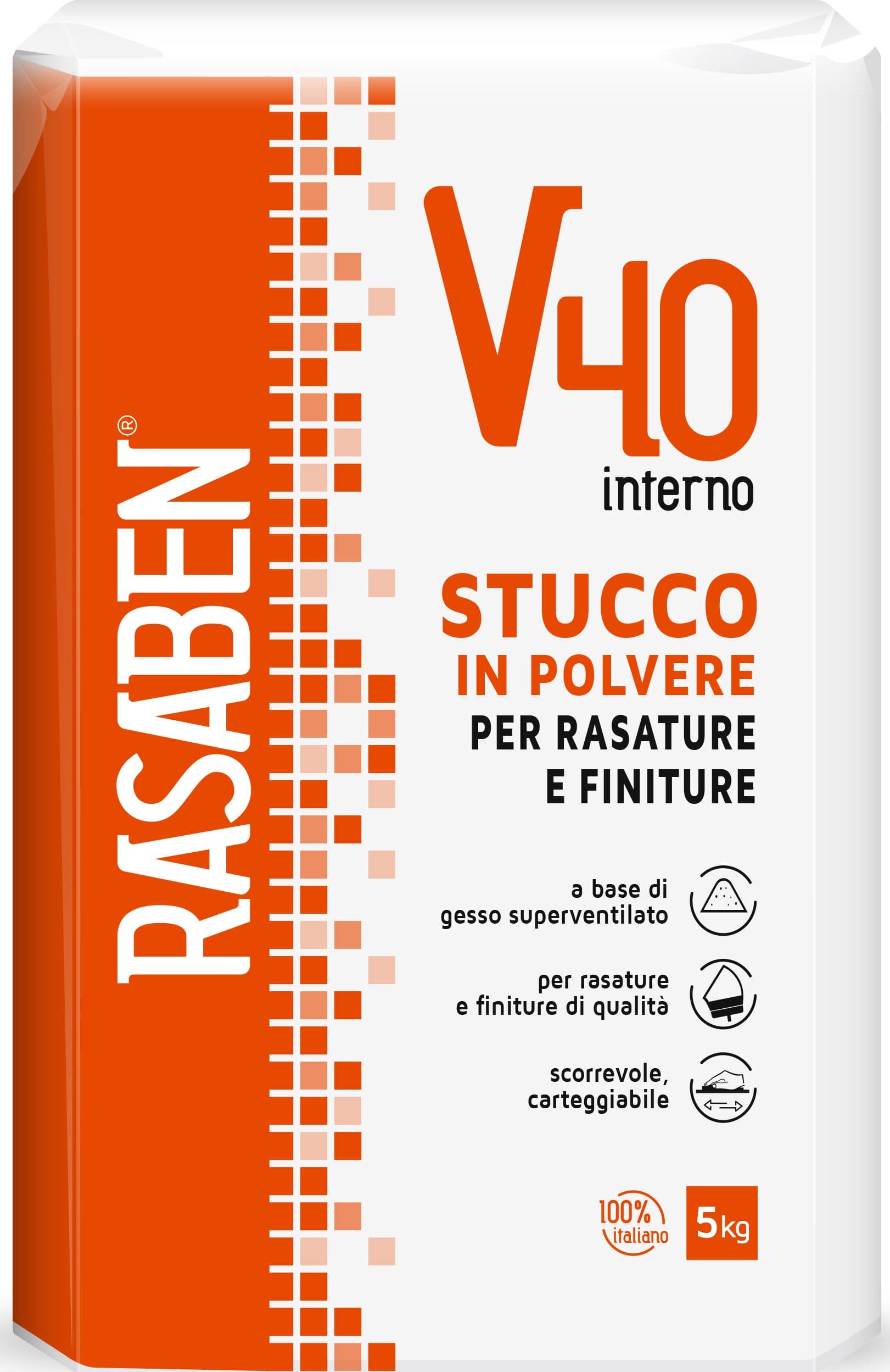 Stucco in Polvere per Interni V40 Kg 5 4 Pezzi Rasaben - 2