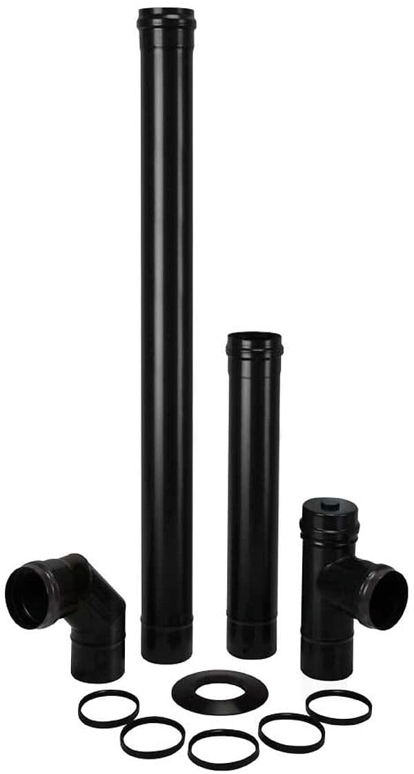 Kit per Stufa a Pellet Light Pz. 6 Colore Nero Opaco Ø Cm 8 Save